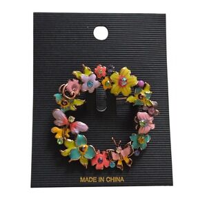 Floral Butterfly Enamel Brooch Multicolor Vintage Inspired‎